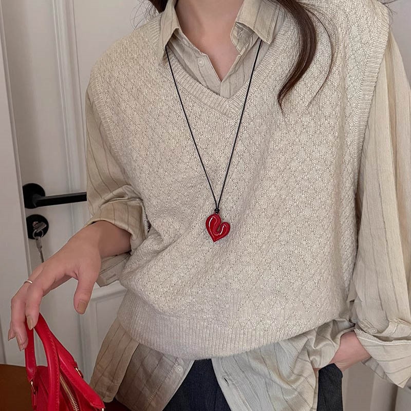 Creative Gothic Punk Skull Red Love Magnetic Heart Necklace Couple Jewelry For Women Men 2