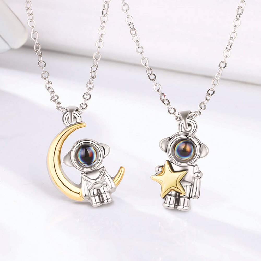 Hollow Sun Moon Heart Projection Necklace I Love You Magnetic Pendant Jewelry Gift For Couples 4