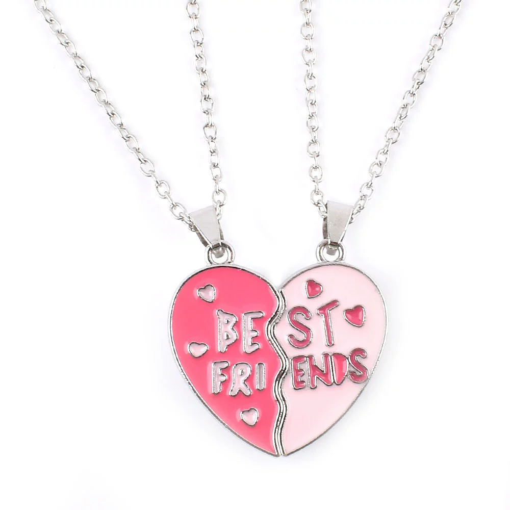 Cute Best Friends Magnetic Necklace For Women Fashion Heart Shaped Pendant Stitching Design Best Fr 0