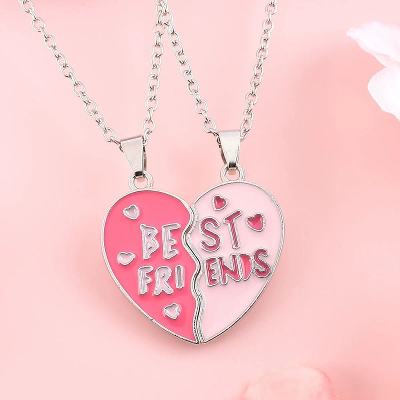 Cute Best Friends Magnetic Necklace For Women Fashion Heart Shaped Pendant Stitching Design Best Fr 1