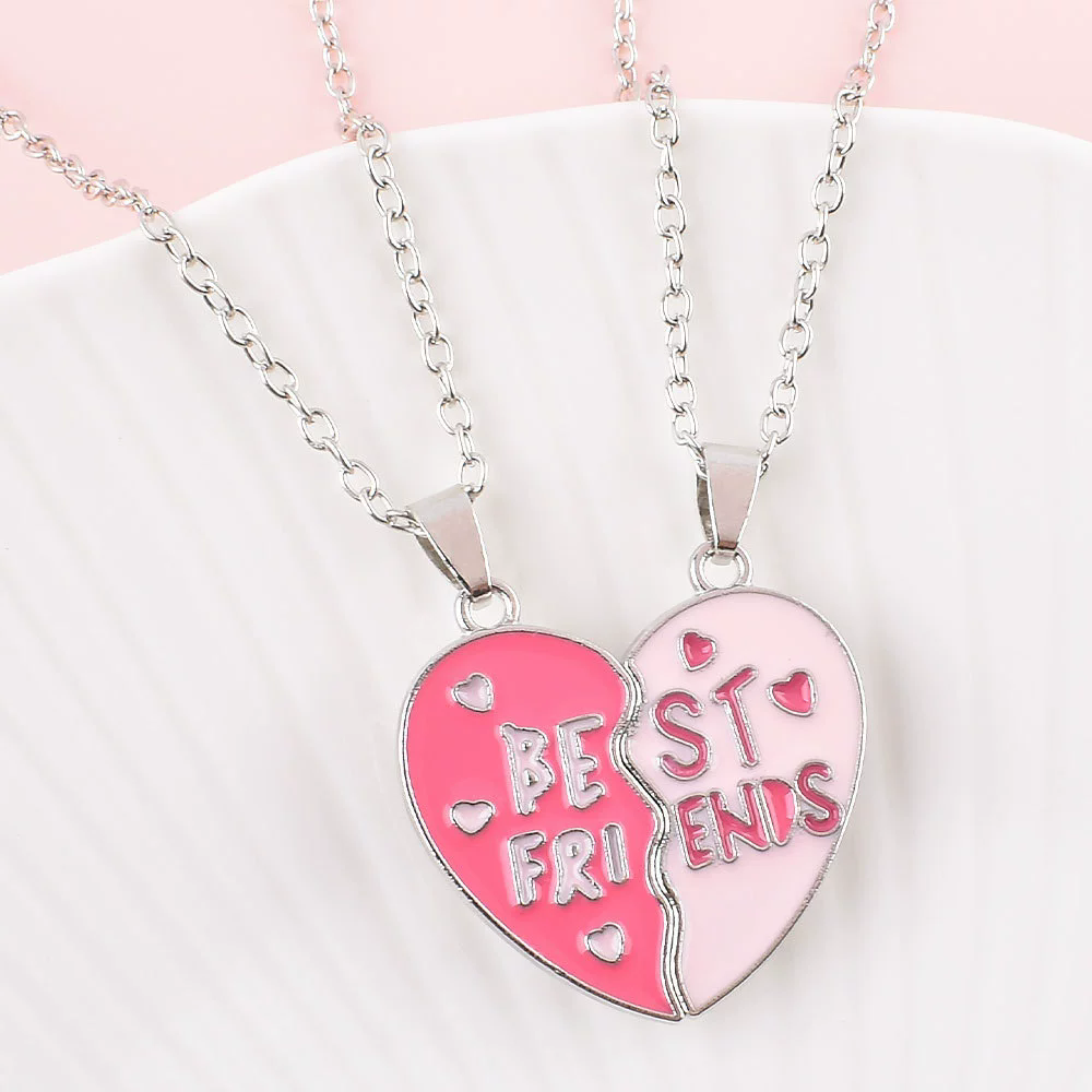 Cute Best Friends Magnetic Necklace For Women Fashion Heart Shaped Pendant Stitching Design Best Fr 4