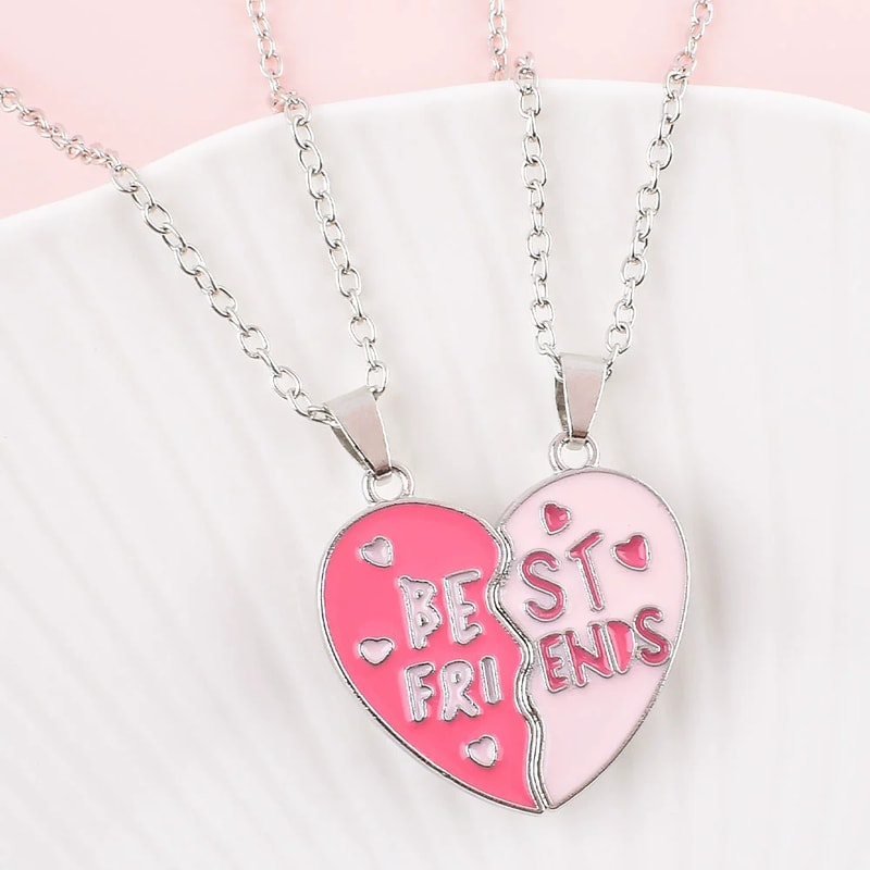 Cute Best Friends Magnetic Necklace For Women Fashion Heart Shaped Pendant Stitching Design Best Fr 4