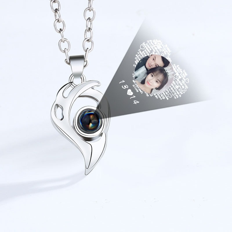 Heart Projection Magnetic Distance Couple Necklace I Love You Matching Pendant Jewelry 2
