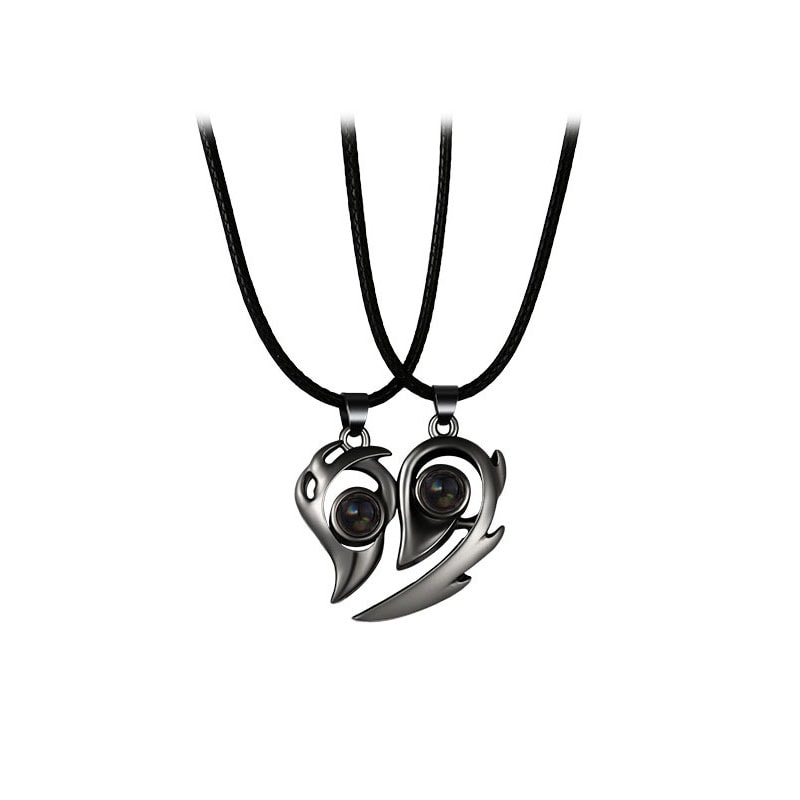 Heart Projection Magnetic Distance Couple Necklace I Love You Matching Pendant Jewelry 3