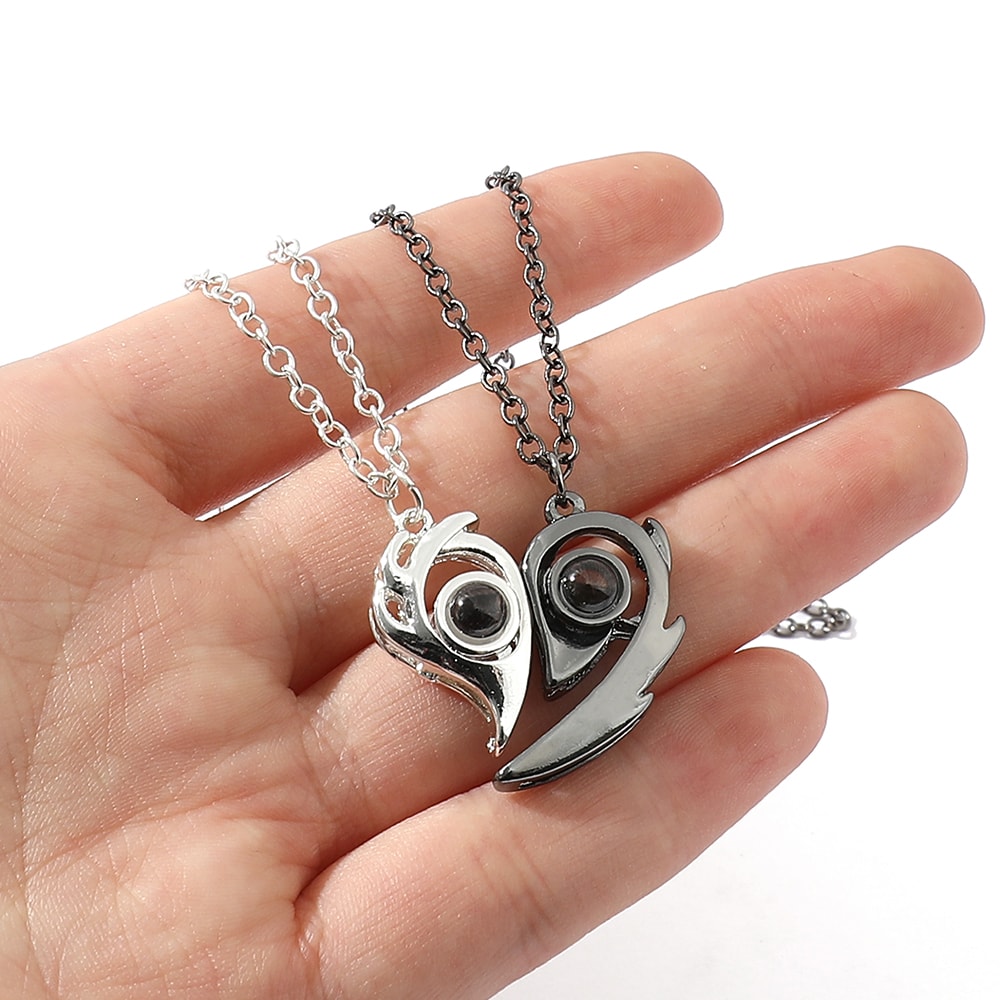 Fashion Creative Heart Necklace Magnetic Couple Pendant Romantic Lover Jewelry Gift 4