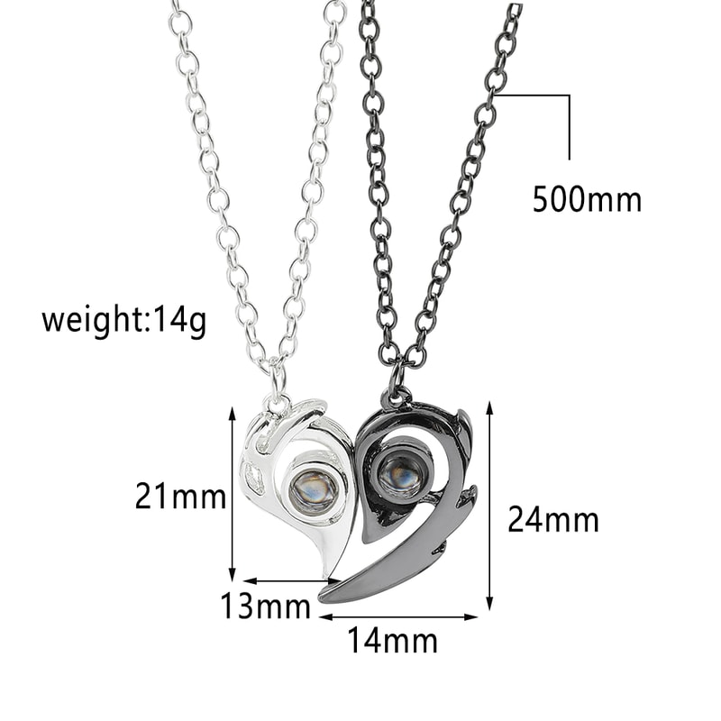Fashion Creative Heart Necklace Magnetic Couple Pendant Romantic Lover Jewelry Gift 5