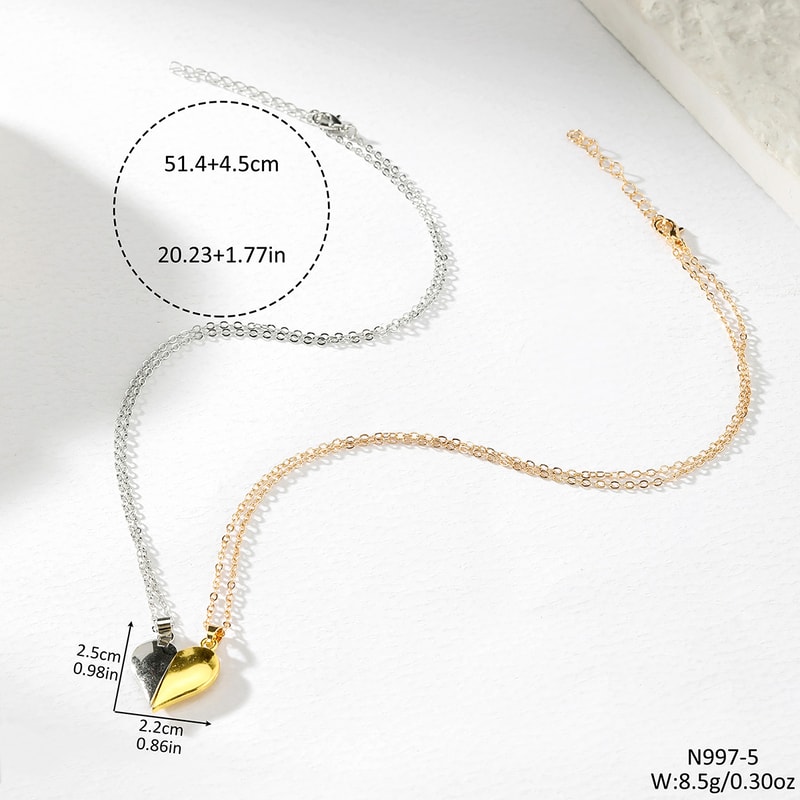 Heart Shaped Couple Necklace Key And Lock Fashionable Creative Magnetic Necklace Romantic Valentine 4