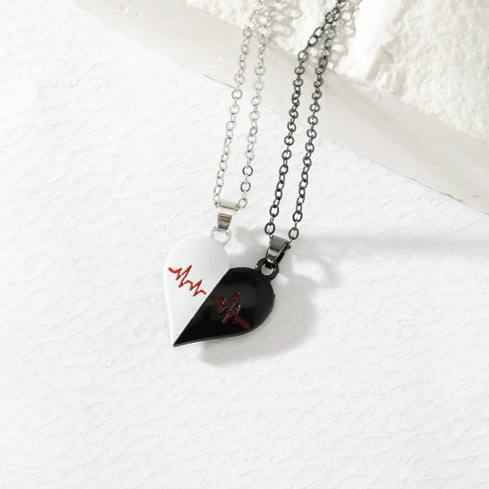 Heart Shaped Couple Necklace Key And Lock Fashionable Creative Magnetic Necklace Romantic Valentine 5