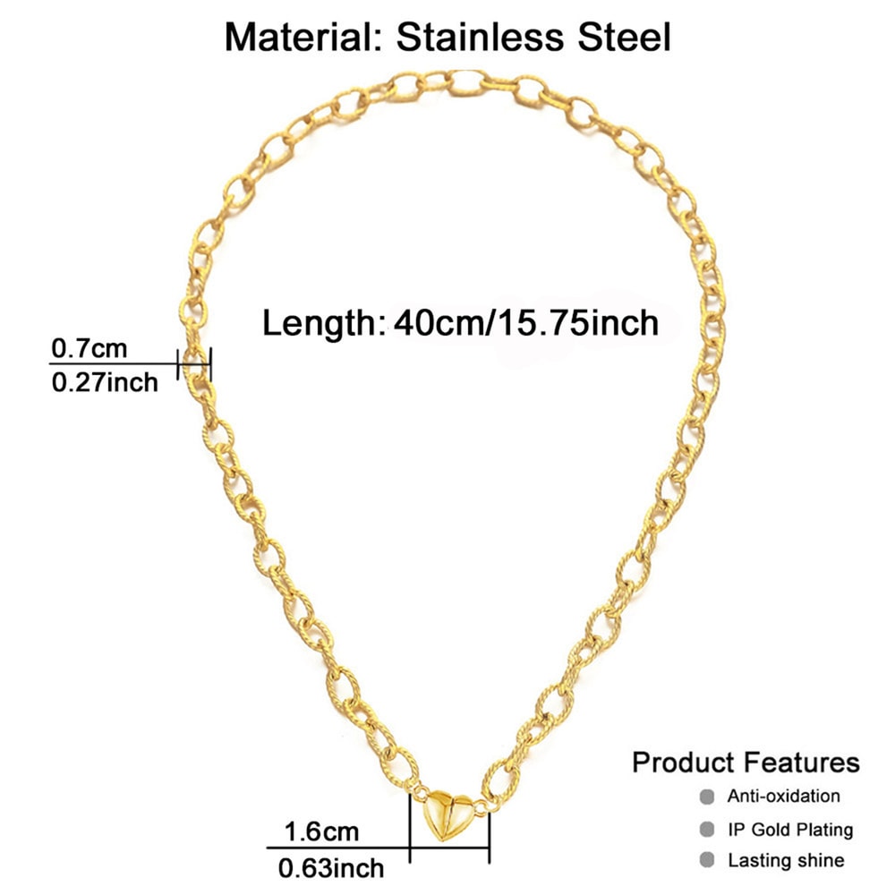 Stainless Steel Heart Pendant Necklaces New Style Magnetic Choker Jewelry For Women Girls 4