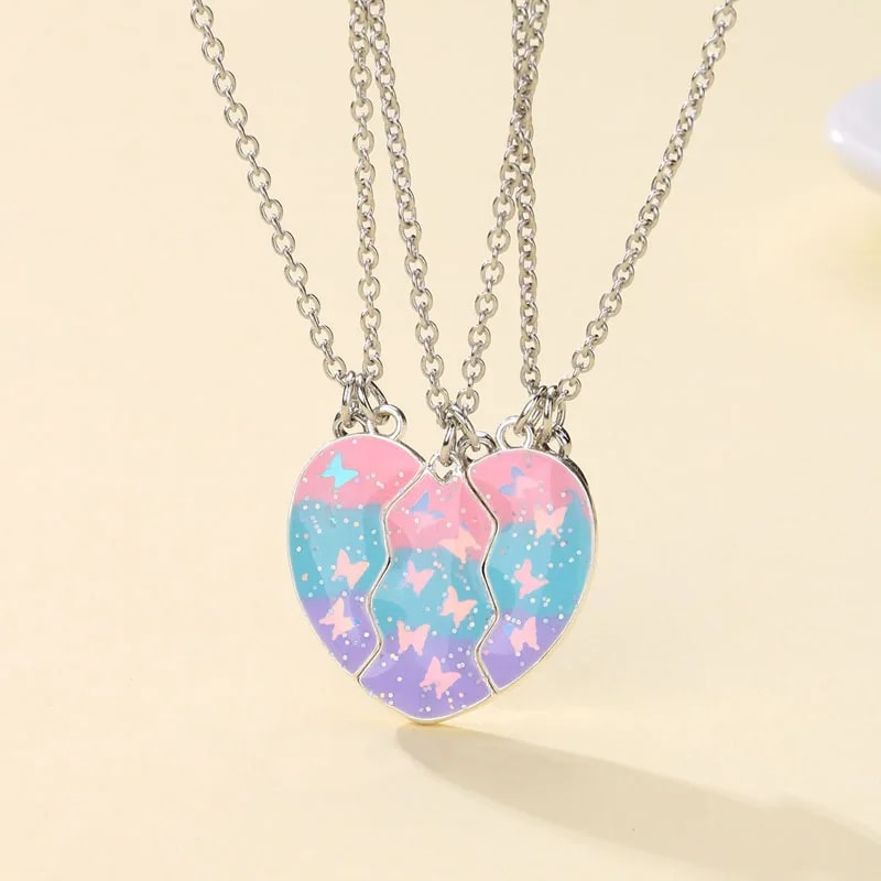 BFF Friendship Jewelry Necklace Gradient Butterfly Unicorn Heartshaped Gifts For Kids 1