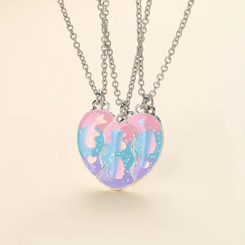 BFF Friendship Jewelry Necklace Gradient Butterfly Unicorn Heartshaped Gifts For Kids 2