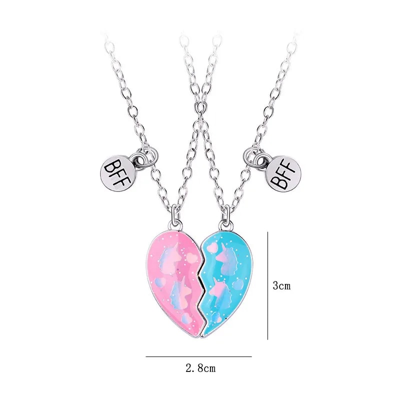 BFF Friendship Jewelry Necklace Gradient Butterfly Unicorn Heartshaped Gifts For Kids 3