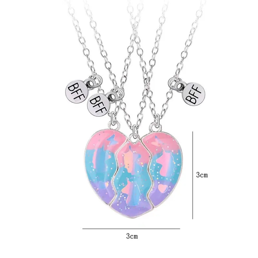BFF Friendship Jewelry Necklace Gradient Butterfly Unicorn Heartshaped Gifts For Kids 4