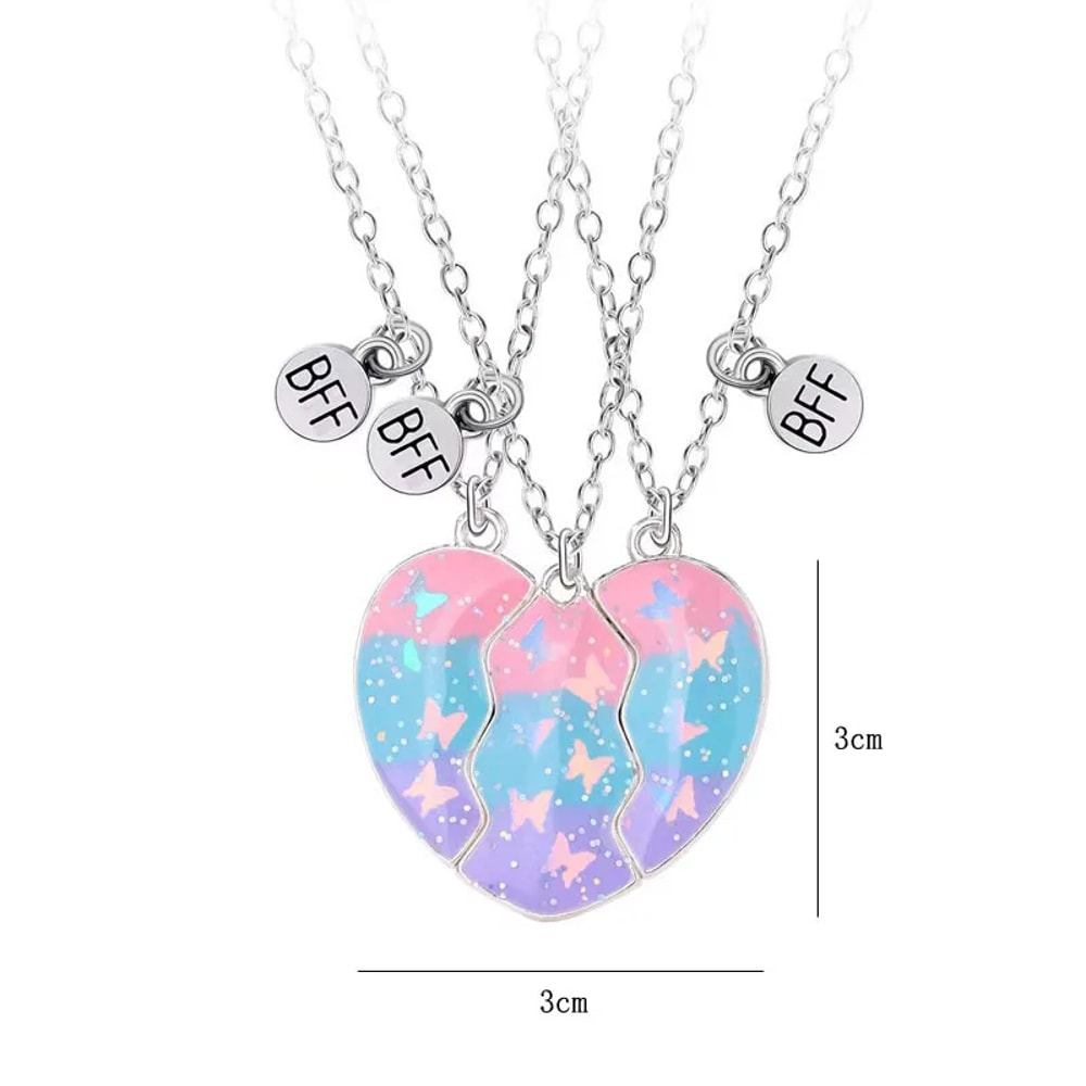 BFF Friendship Jewelry Necklace Gradient Butterfly Unicorn Heartshaped Gifts For Kids 5