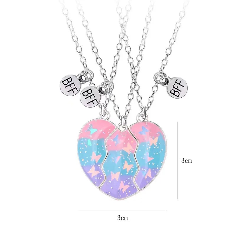 BFF Friendship Jewelry Necklace Gradient Butterfly Unicorn Heartshaped Gifts For Kids 5