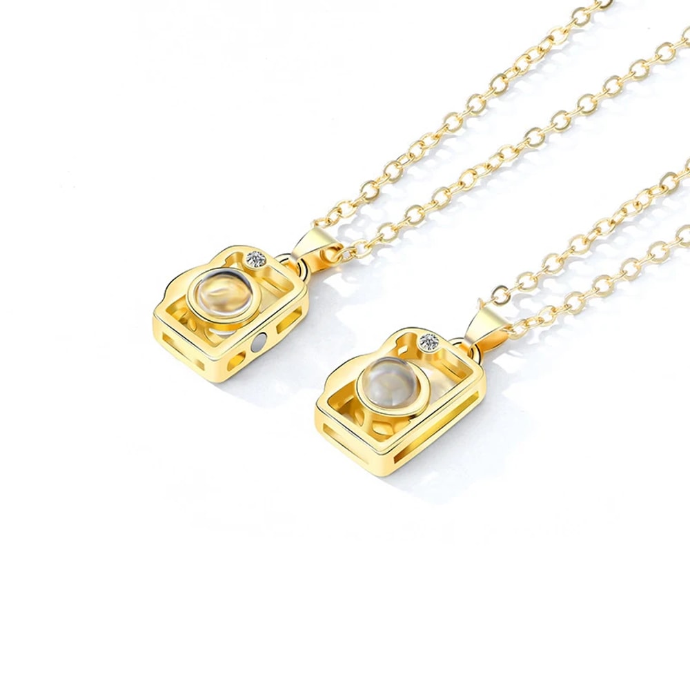 Attractive Magnetic Heart Camera Puzzle Pendant I Love You Projection Couple Necklace Gifts 1