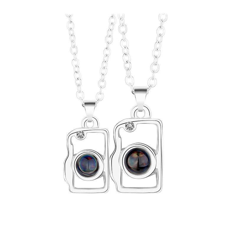 Attractive Magnetic Heart Camera Puzzle Pendant I Love You Projection Couple Necklace Gifts 3