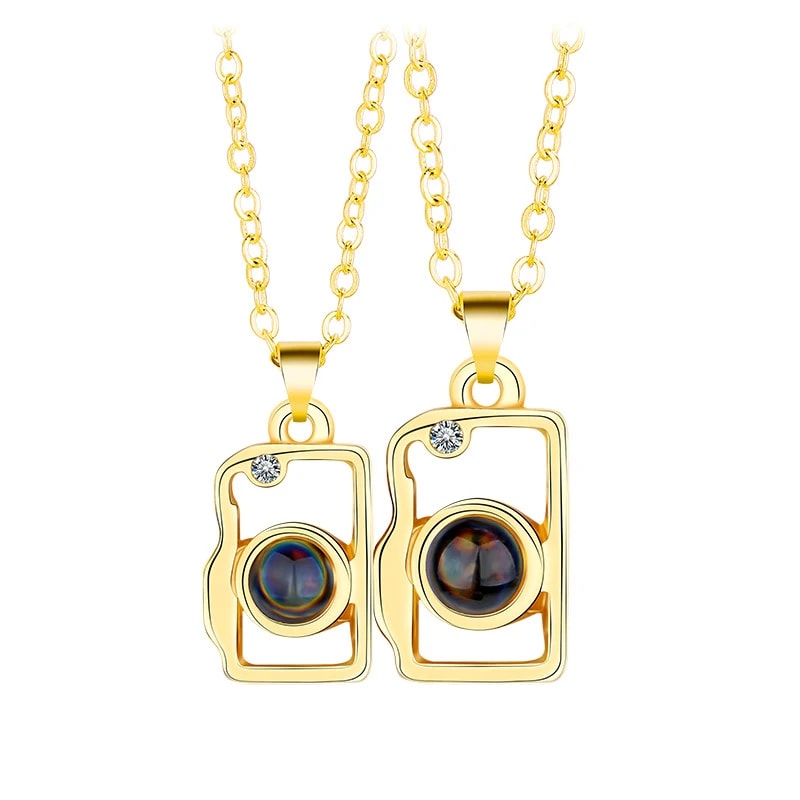 Attractive Magnetic Heart Camera Puzzle Pendant I Love You Projection Couple Necklace Gifts 4