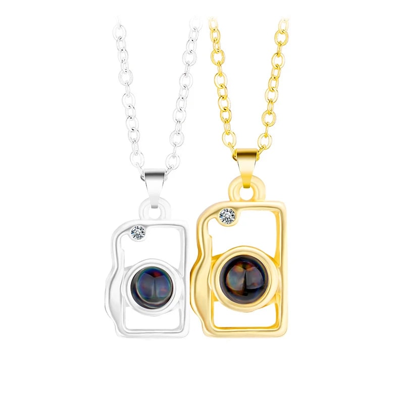 Attractive Magnetic Heart Camera Puzzle Pendant I Love You Projection Couple Necklace Gifts 5