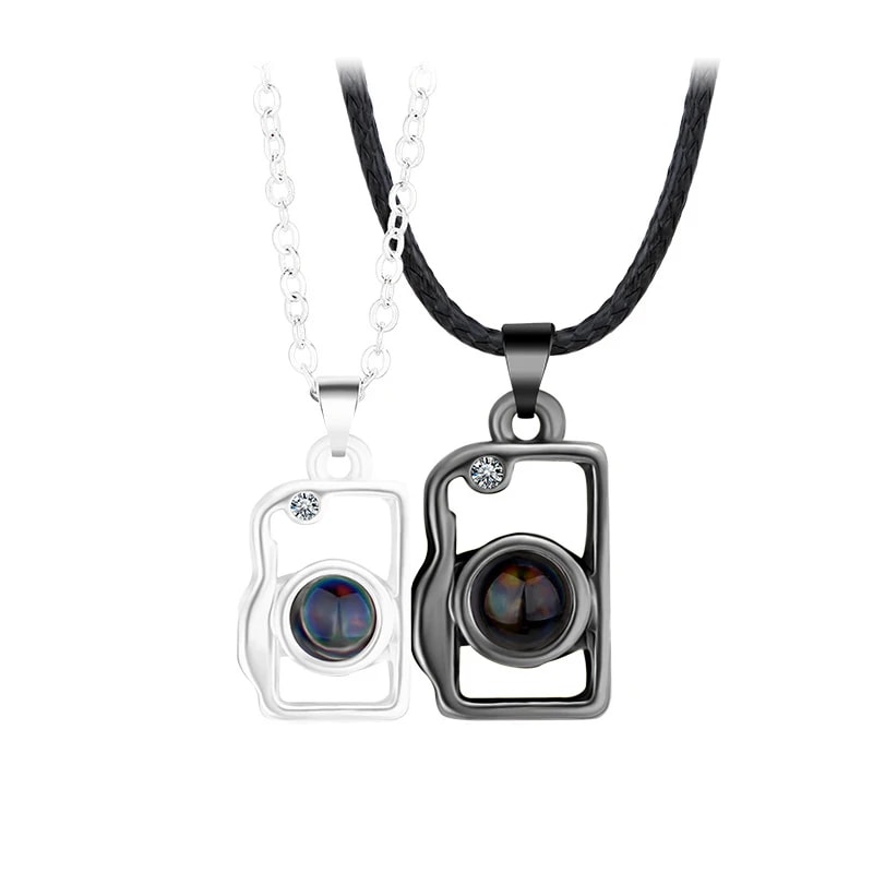 Attractive Magnetic Heart Camera Puzzle Pendant I Love You Projection Couple Necklace Gifts 6