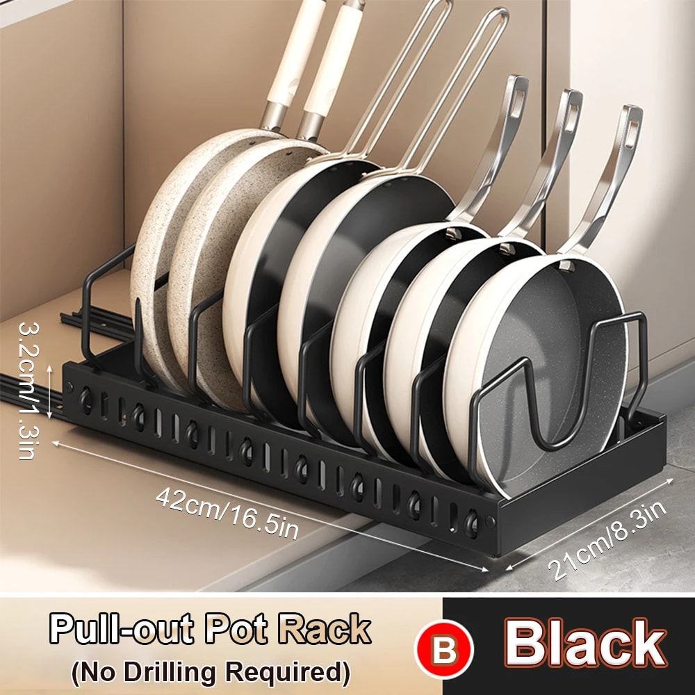 Kitchen Pull Out Organizer Multifunctional Pot Pan Holder Sliding Lid Rack Spice Organizer Dish Dry 8