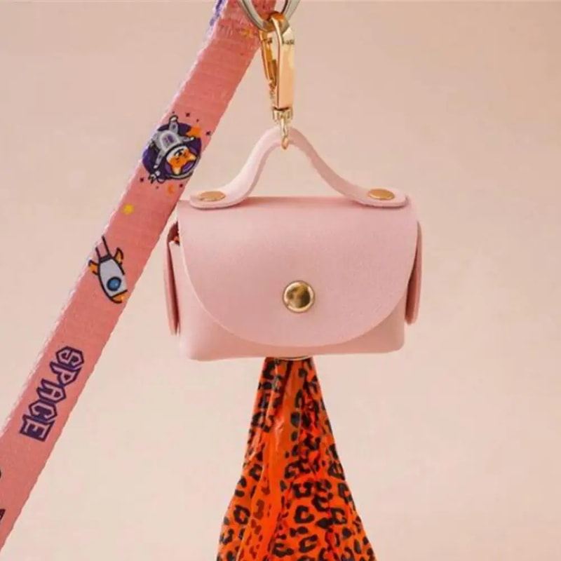 Faux Leather Pet Poop Bag Holder With Dispenser Portable Dog Bag Organizer Stylish Pet Supplies For 1