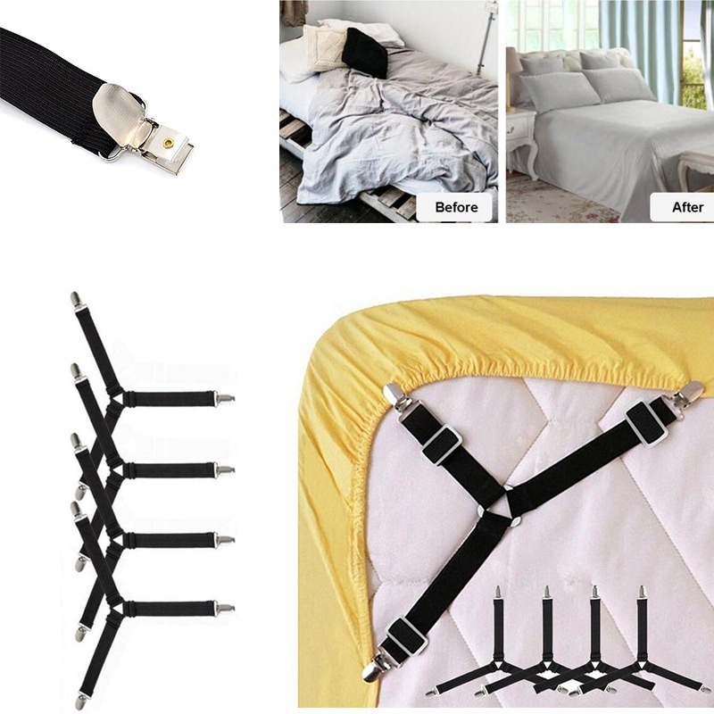 Adjustable Elastic Straps Bed Sheet Fasteners Holder Clips For Mattress Cover Home Organizer 0