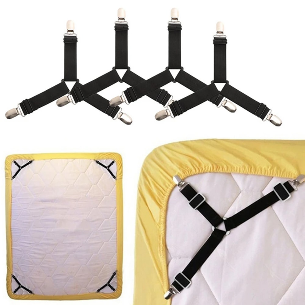Adjustable Elastic Straps Bed Sheet Fasteners Holder Clips For Mattress Cover Home Organizer 2