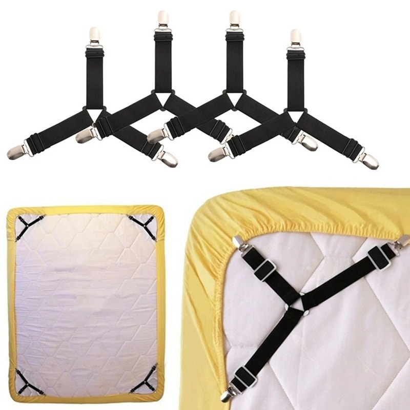 Adjustable Elastic Straps Bed Sheet Fasteners Holder Clips For Mattress Cover Home Organizer 2