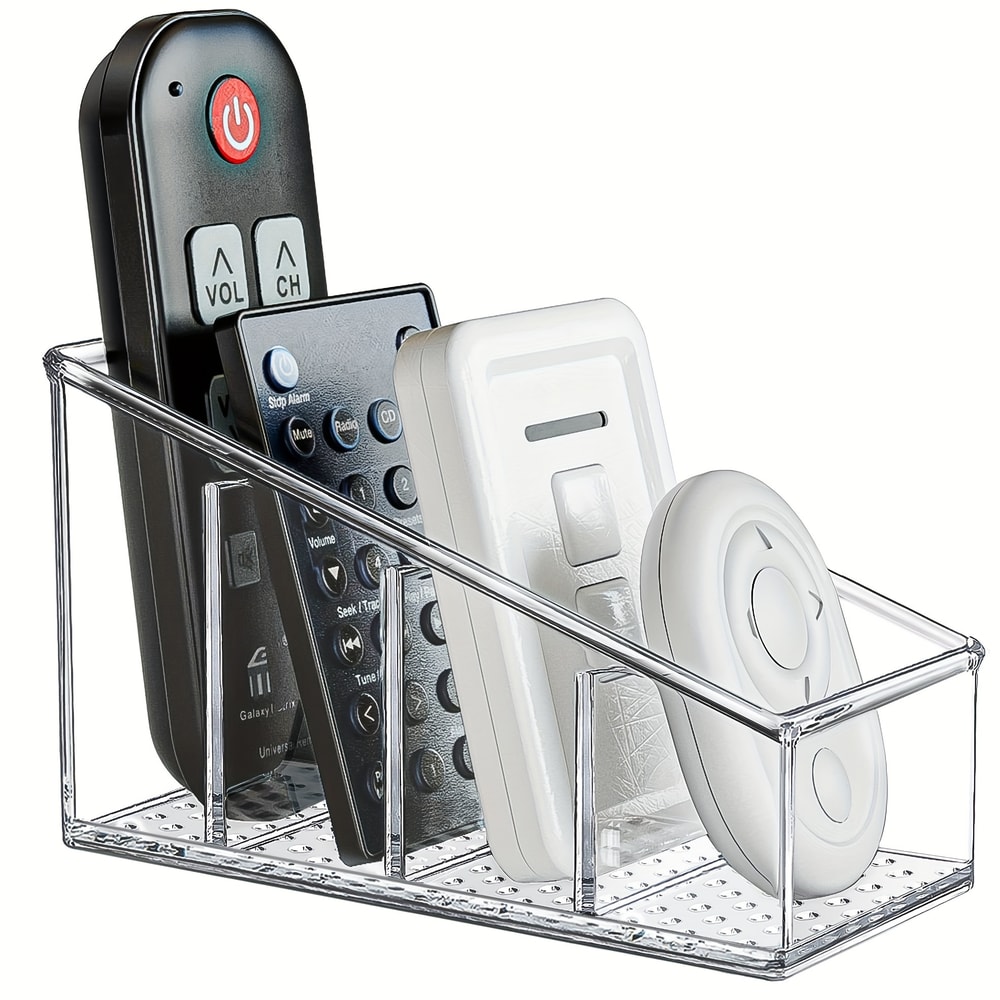 Desk Organizer With Compartments Clear Plastic Remote Control Holder For Home And Office Use 5
