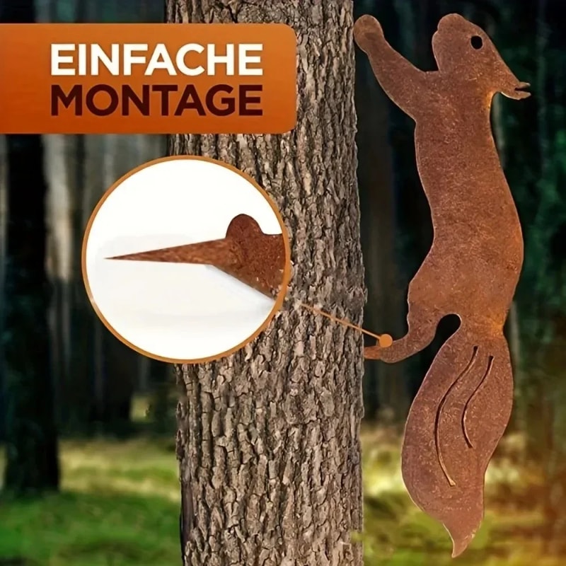 Rusty Squirrel Silhouette Metal Decoration Tree Stakes Creative Tree Insert Branch Insert Decoratio 2