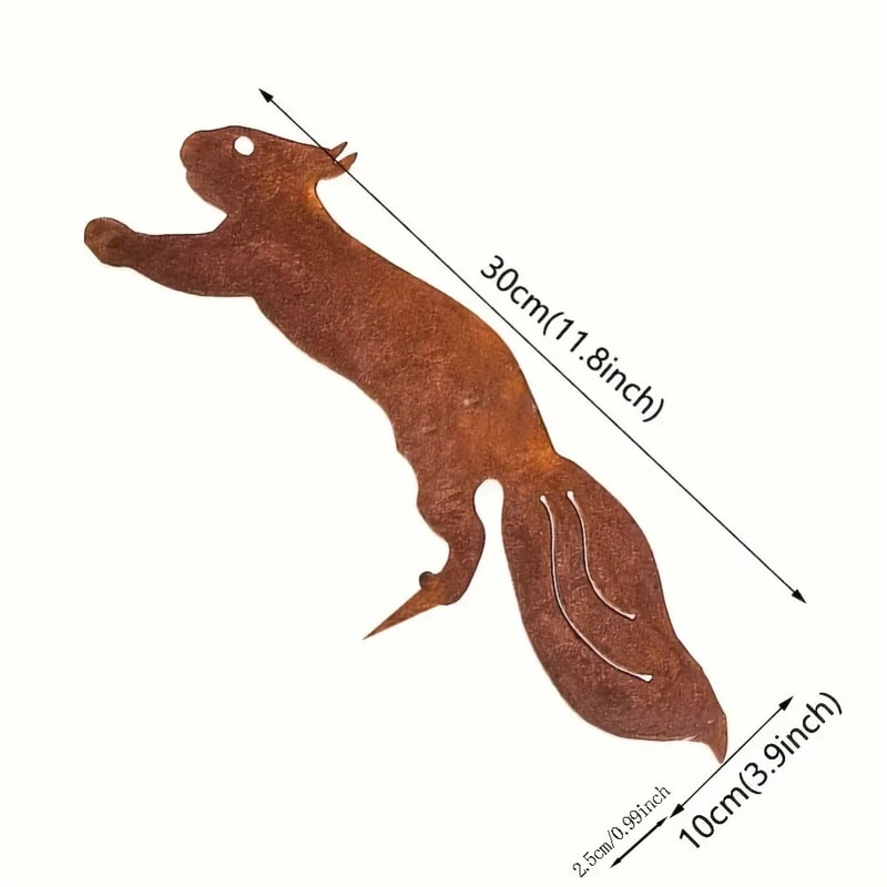 Rusty Squirrel Silhouette Metal Decoration Tree Stakes Creative Tree Insert Branch Insert Decoratio 5
