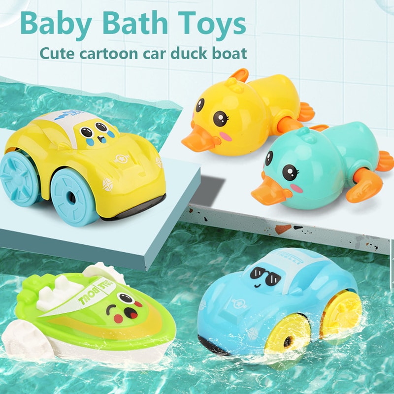 Cute Baby Bath Toys Children Bathing Swimming Duck Clockwork Car Cartoon Vehicle Water Playing Gift 1