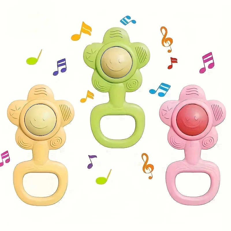 Sunflower Hand Bell Toy, Perfect for Hand Holding Skill Development, Ideal for Boys and Girls, Random Color