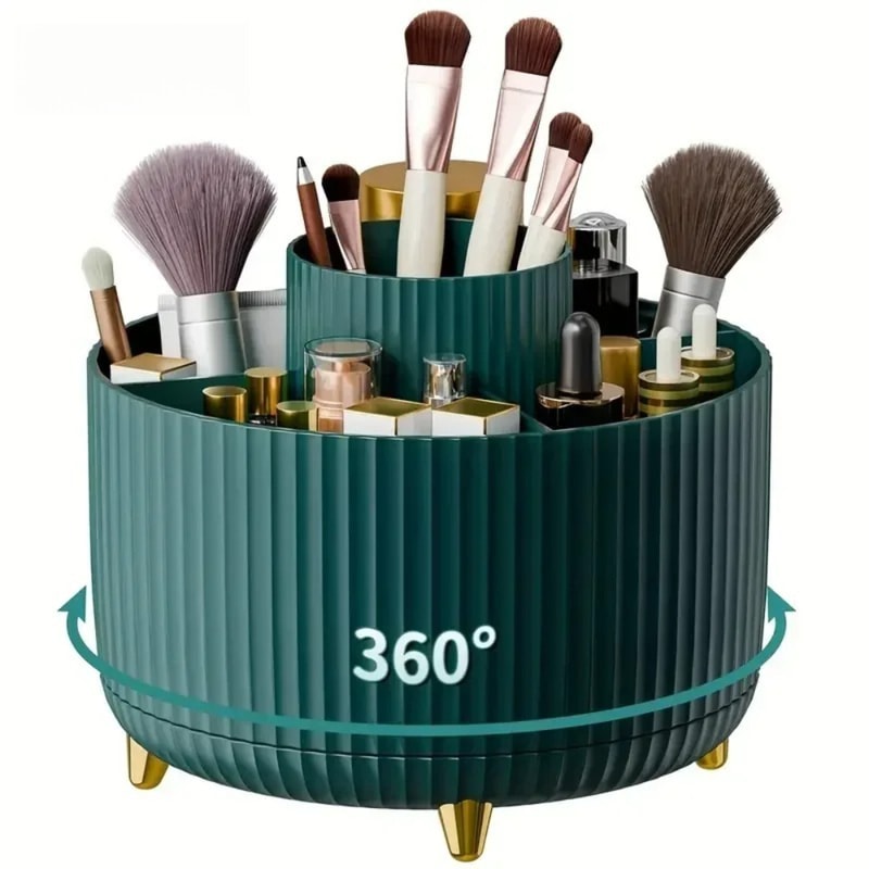 Cosmetic Storage Box With 5 Compartments And Rotation For Easy Access 0