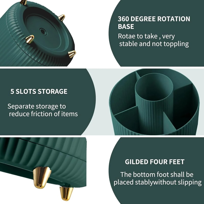 Cosmetic Storage Box With 5 Compartments And Rotation For Easy Access 2