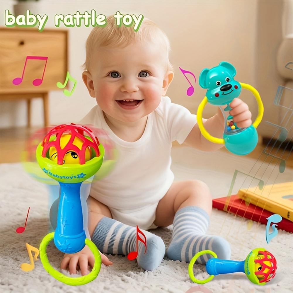AnimalThemed Blue Style Single Head Bell Vibrant Musical Toy For Toddlers Durable ABS Material For 0