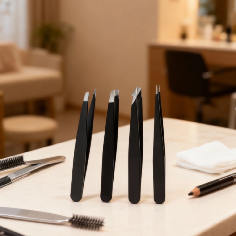 Stainless Steel Eyebrow Tweezers Set Professional Facial Hair Ingrown Hair Removal 0