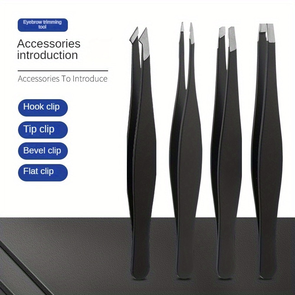 Stainless Steel Eyebrow Tweezers Set Professional Facial Hair Ingrown Hair Removal 3
