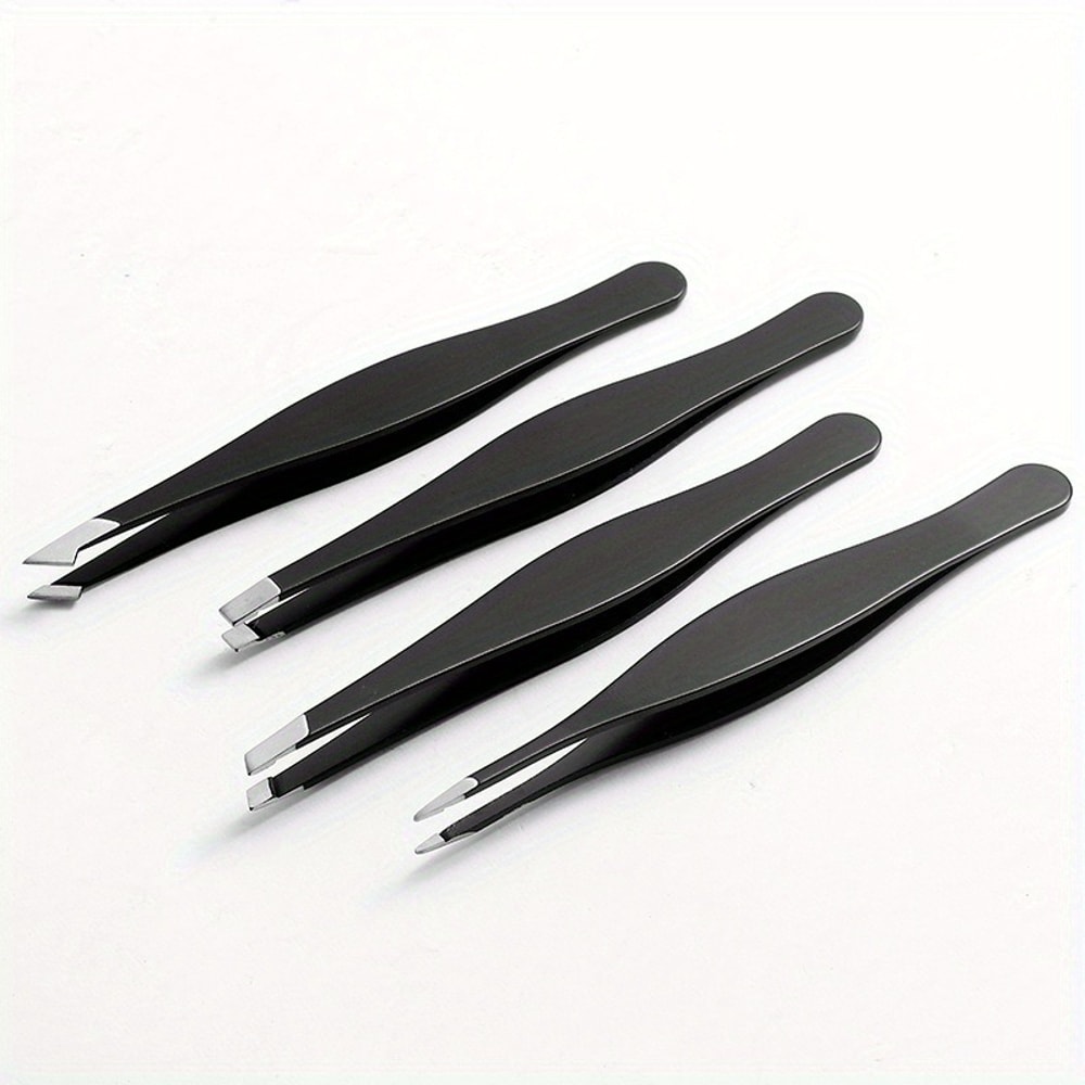 Stainless Steel Eyebrow Tweezers Set Professional Facial Hair Ingrown Hair Removal 5