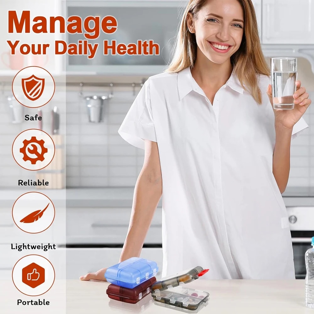 Weekly Travel Pill Organizer Small Portable Pocket Case Pill Box For Pills Storage 2