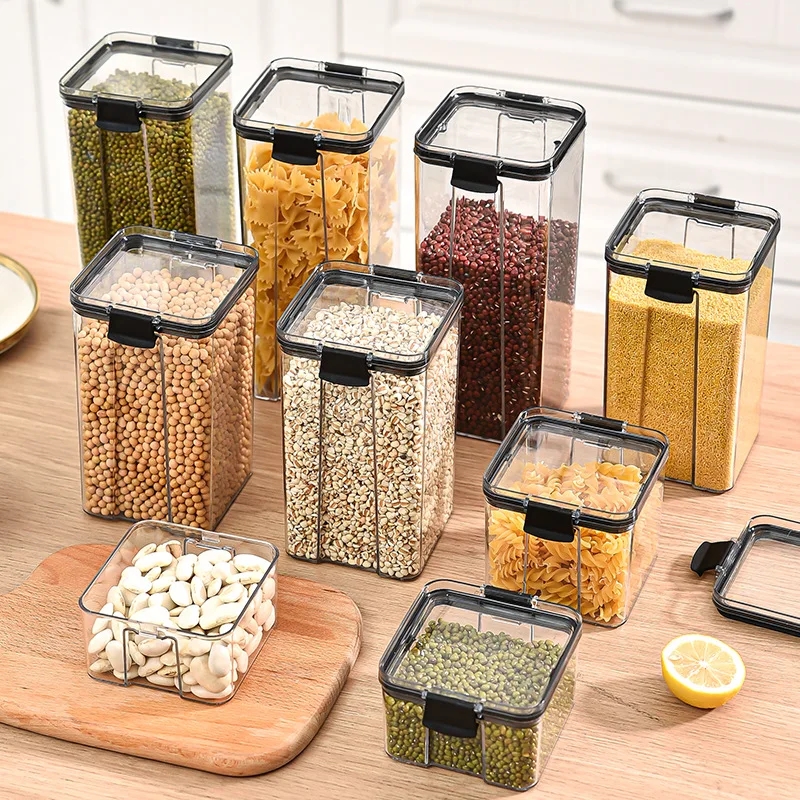 Airtight Storage Box For Grain Pasta MoistureProof Sealed Jar Plastic Household Kitchen Organizer S 5