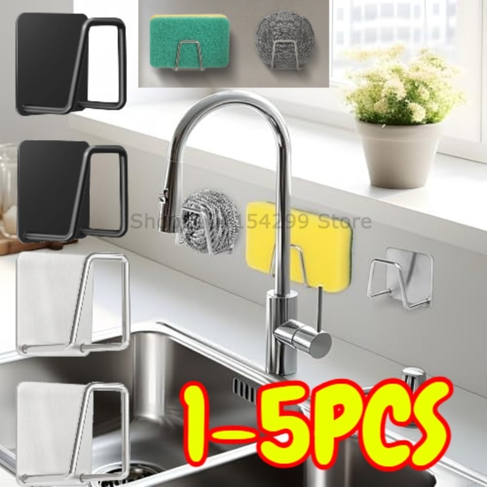 Stainless Steel Kitchen Sponges Holder Sink Sponges Drying Rack Self Adhesive Storage Wall Hooks Or 0