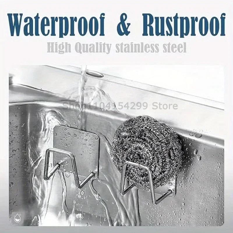 Stainless Steel Kitchen Sponges Holder Sink Sponges Drying Rack Self Adhesive Storage Wall Hooks Or 1