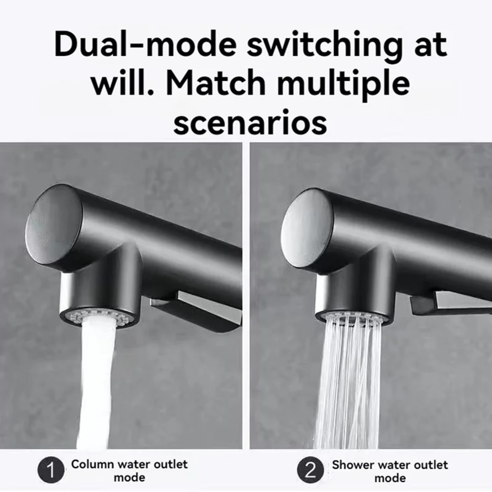 Stainless Steel Pull Out Kitchen Sink Faucet Hot Cold Water Mixer Tap Two Model Stream Sprayer Nozz 3