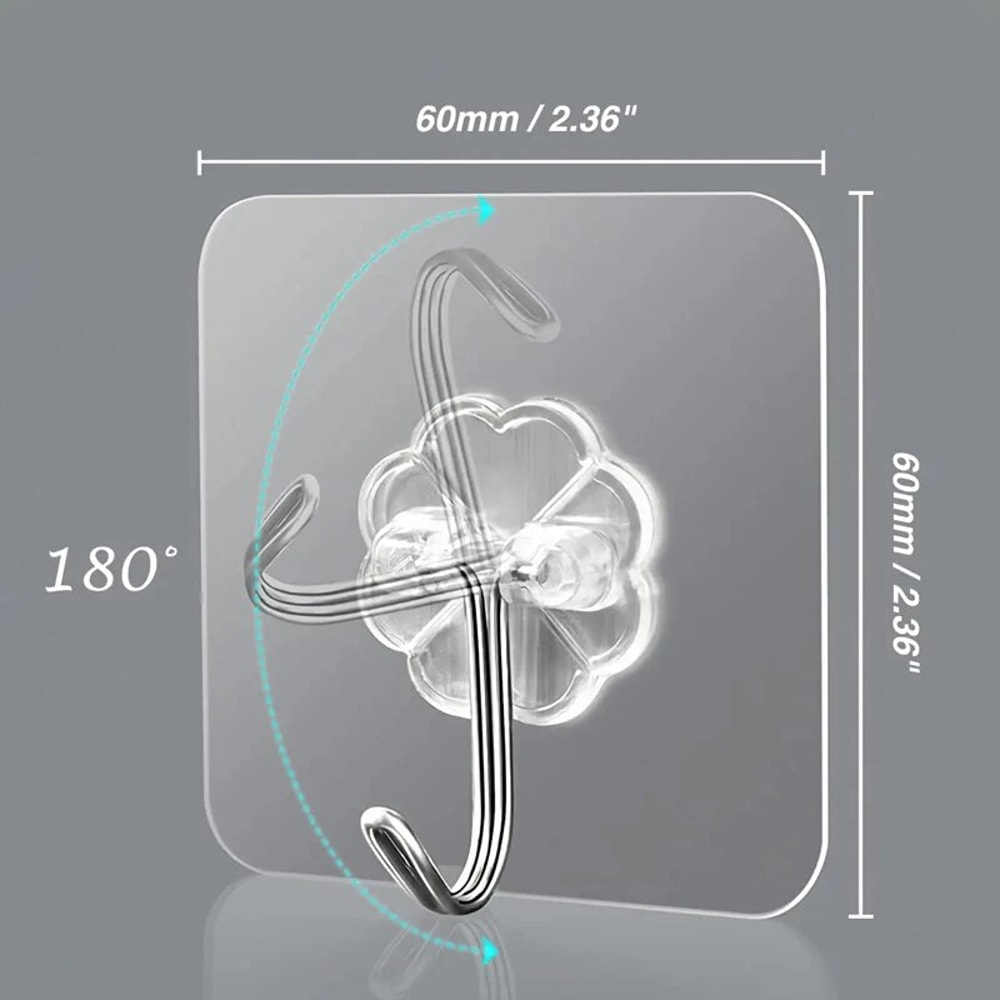 SelfAdhesive Stainless Steel Transparent Hooks For Bathroom Towel Storage Clothes Key Pendant Organ 5