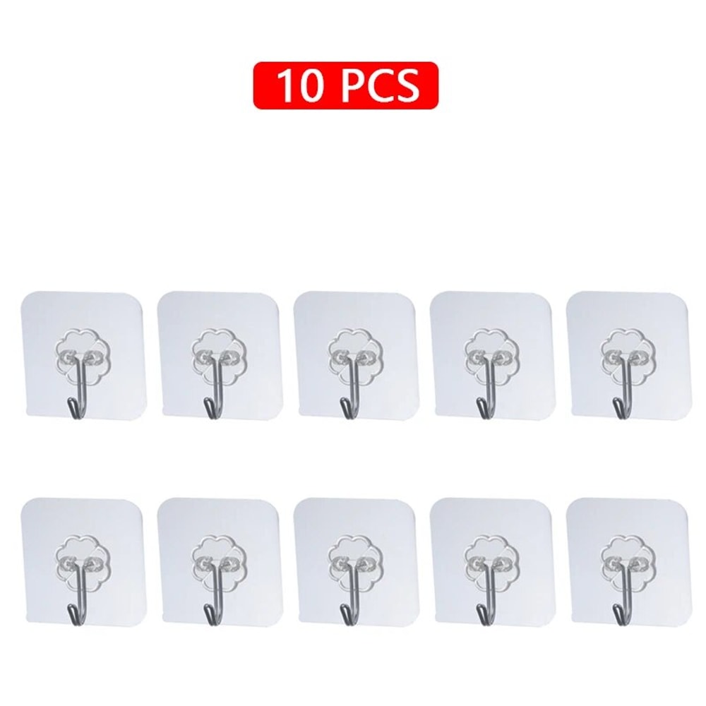 SelfAdhesive Stainless Steel Transparent Hooks For Bathroom Towel Storage Clothes Key Pendant Organ 6
