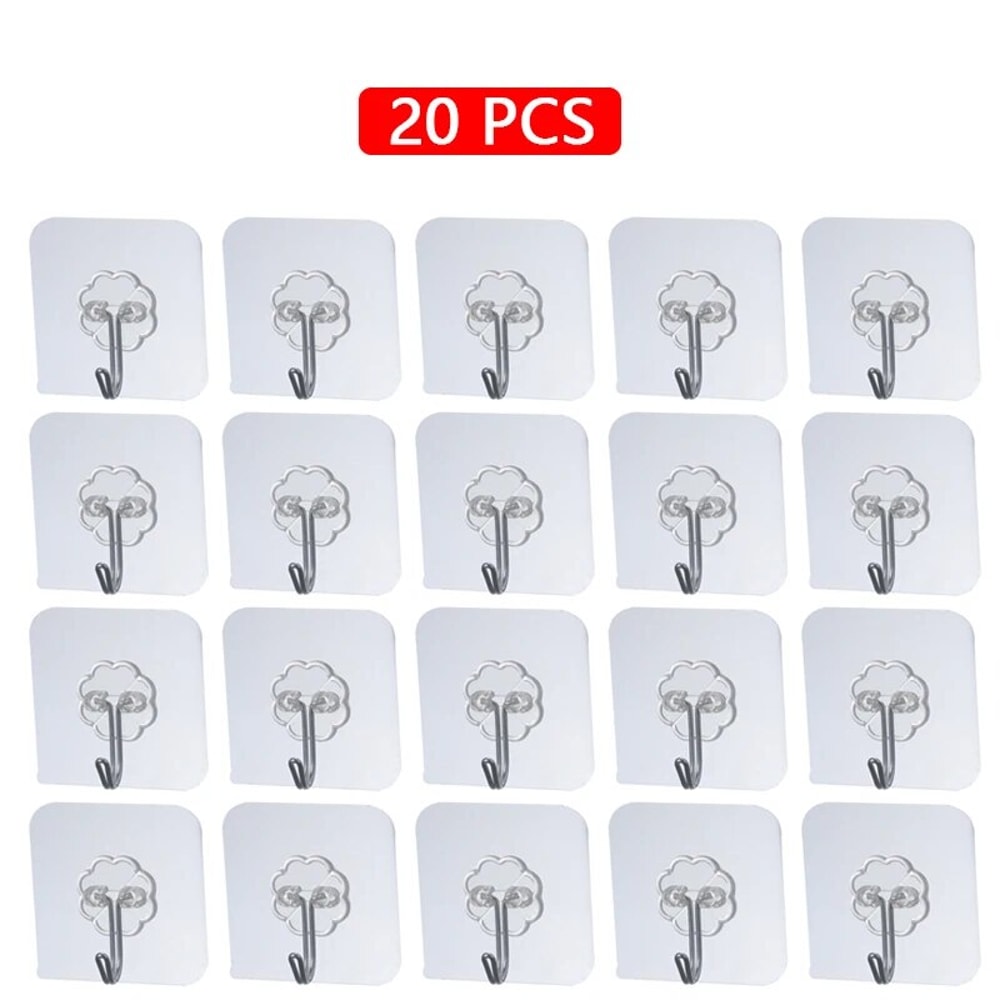 SelfAdhesive Stainless Steel Transparent Hooks For Bathroom Towel Storage Clothes Key Pendant Organ 7