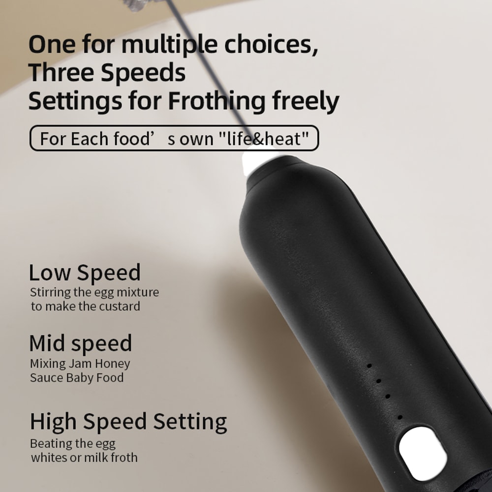 Wireless Electric Milk Frother Egg Beater Speeds TypeC Charging Mini Handheld Foam Maker Coffee Whi 4