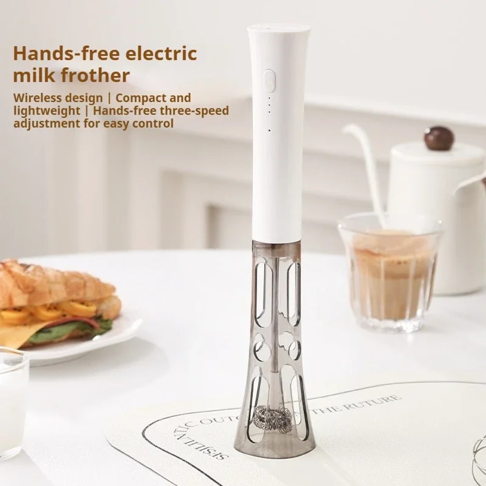 Wireless Electric Milk Frother Mixer Three Speed Adjustment With Dual Head Replacement Use For Coff 3